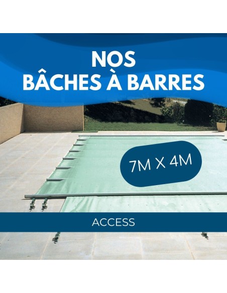 Bâche à barres de sécurité Access 580 g/m² pour piscine 7m x 4m