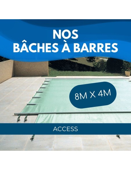 Bâche à barres de sécurité Access 580 g/m² pour piscine 8m x 4m