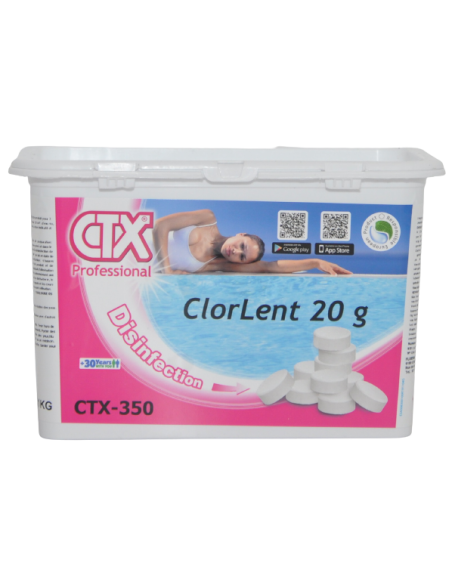 Chlore lent Pastilles de 20g (Spa ou piscines hors-sol) - 1 Kg CTX-350