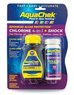 Bandelettes d'Analyse Aquachek chlorin 4 en 1+ Shock